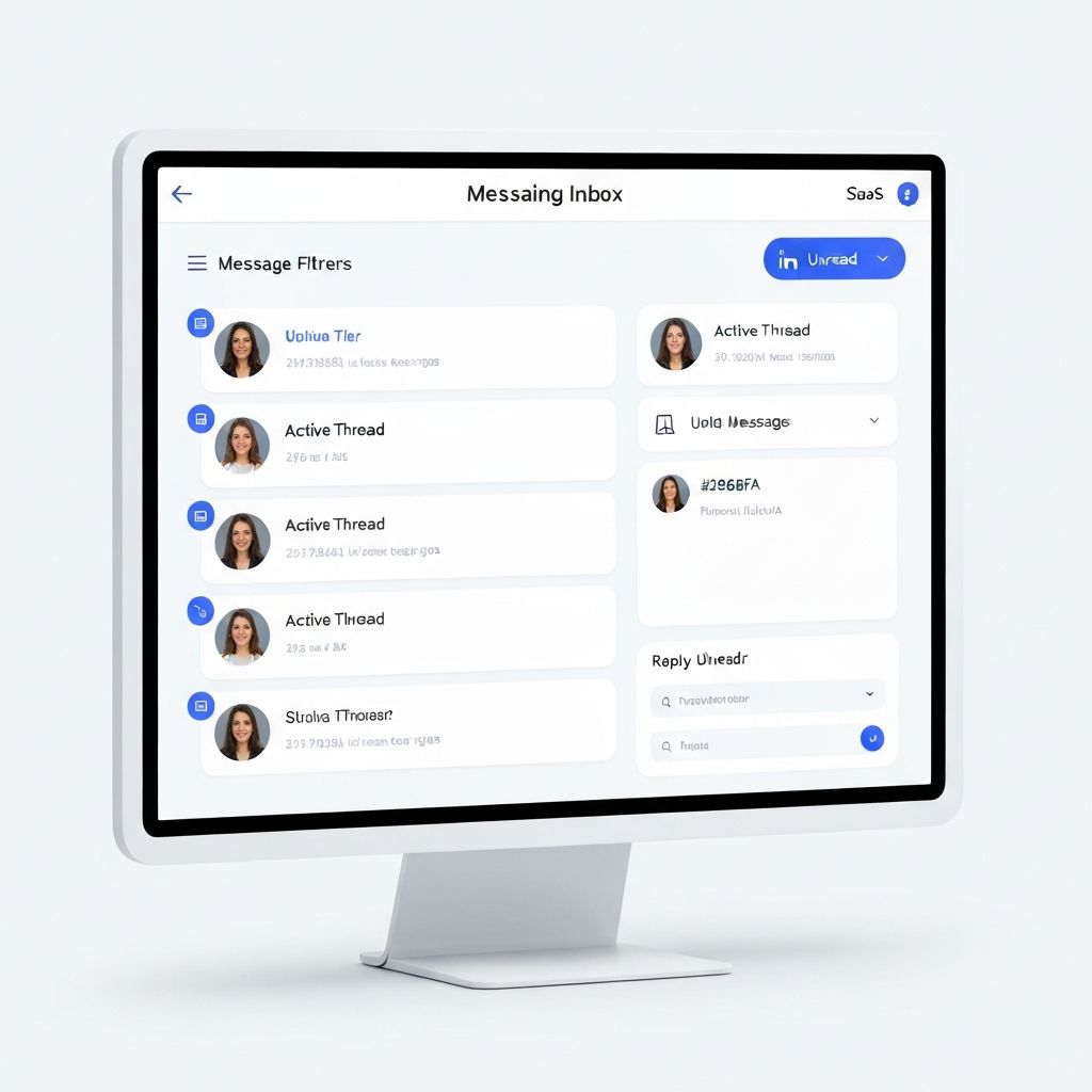 LinkedAutomate messaging interface with filters and inbox